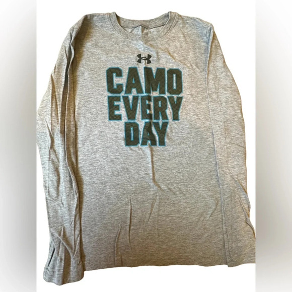 Under Armour Boys Youth Medium LongSleeve Gray Camo Every Day - Picture 1 of 3